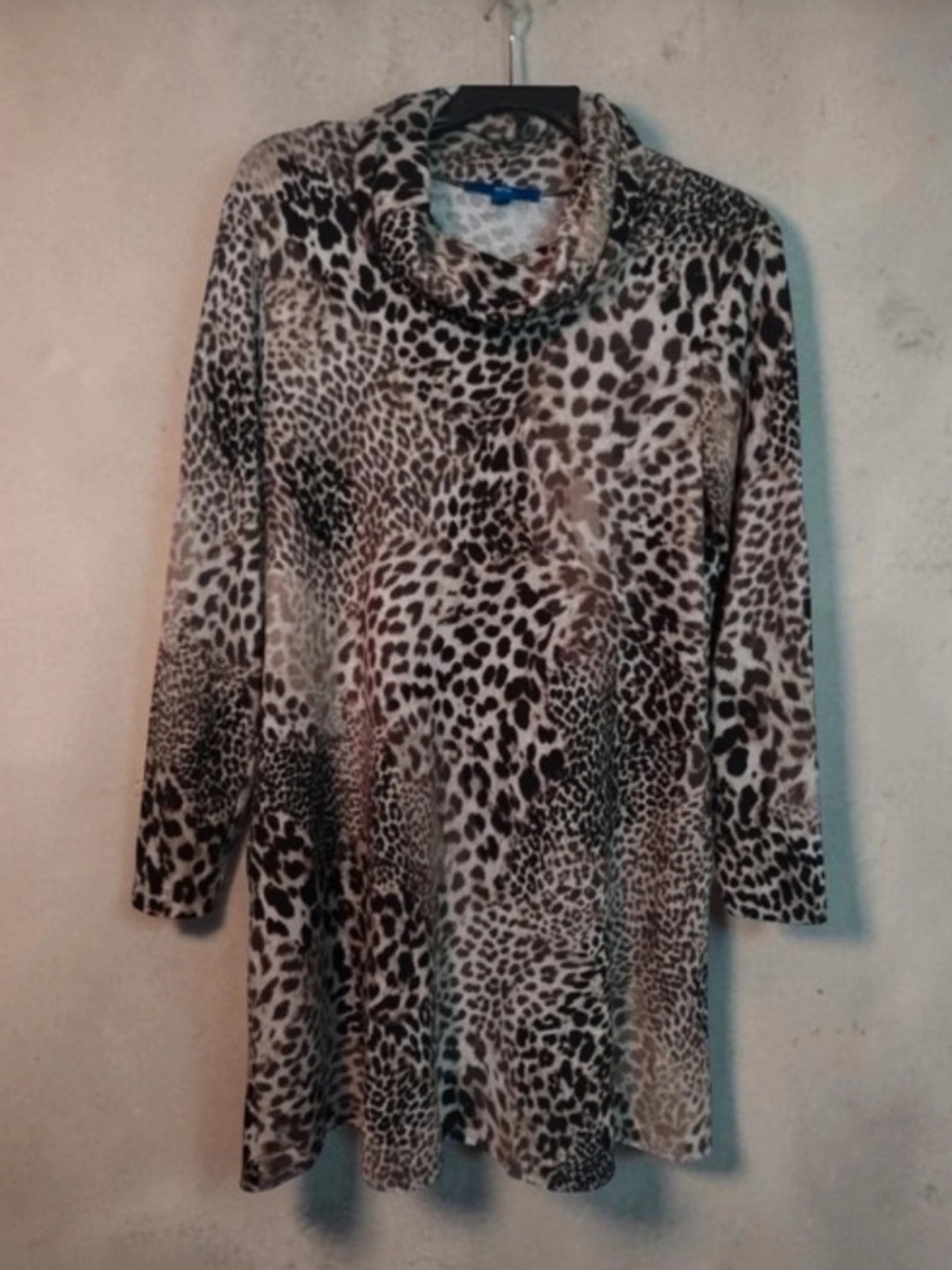 Apt. 9 Leopard Print Cowl Neck Long Sleeve Dress - Brown/Black